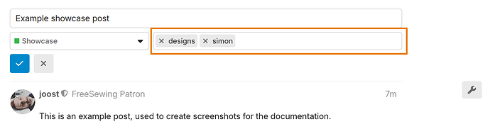 The tags input is marked with an orange box
